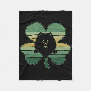 Retro Pomeranian hond Shamrock Patricks Dag Dames Fleece Deken