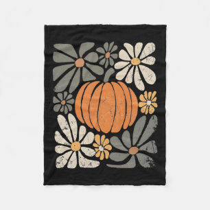 Retro Pompoen Boho Bloemen Herfst Herfst Thanksgiv Fleece Deken