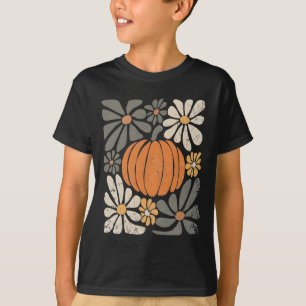 Retro Pompoen Boho Bloemen Herfst Herfst Thanksgiv T-shirt
