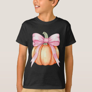 Retro Pompoen Coquette Roze Strik Halloween Herfst T-shirt