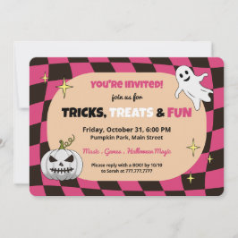 Retro pompoen Halloween Kinder feestuitnodiging Kaart