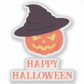 Retro Pompoen "Happy" Halloween Sticker - (Voorkant)