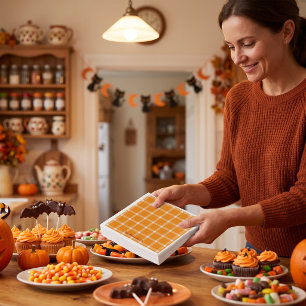 Retro Pompoen Oranje Gingham Halloween Feest Servet