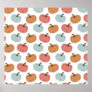 Retro Pompoen Thanksgiving Naadloos Patroon Poster