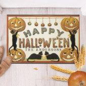 Retro Pompoenen en Katten Custom Halloween Deurmat