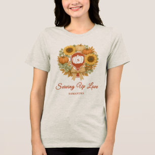 Retro Pompoenen & Pickleball Bruidsfeest Tri-Blend Shirt