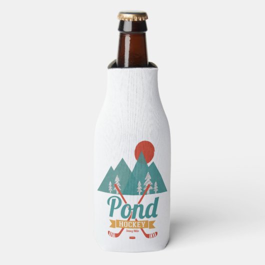 Retro Pond Hockey Flesjeskoeler (Fles Voorkant)