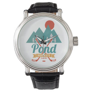 Retro Pond Hockey Horloge