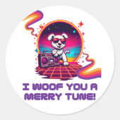 Retro Poochie Dreamscape Ronde Sticker (Voorkant)