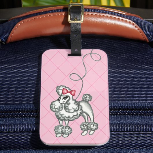 Retro Poodle Bagage Label (Voorkant Insitu 2)
