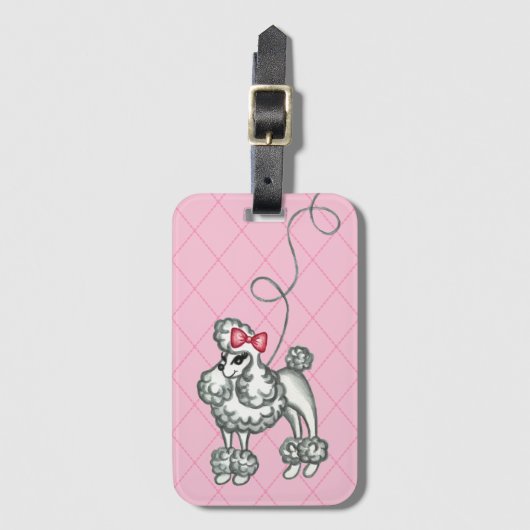 Retro Poodle Bagagelabel (Voorkant (verticaal))