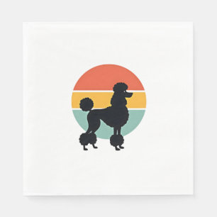 Retro Poodle Zonsondergang Retro Honden Silhouet C Servet