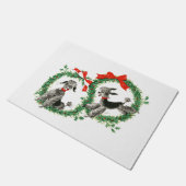 Retro Poodles met kerstopening Deurmat (Schuin)