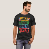 Retro Pool Billiards Design Aim Shoot T-shirt (Voorkant volledig)