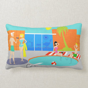 Retro Pool Party Lumbar Pillow Kussen