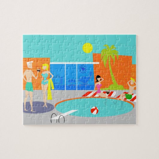 Retro Pool Party Puzzle Legpuzzel (Horizontaal)