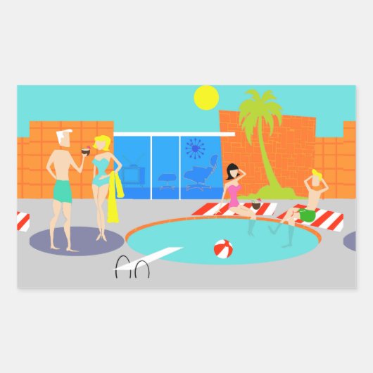 Retro Pool Party Stickers (Voorkant)