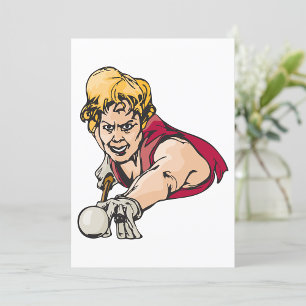 Retro Pool Speler  Biljart Sport Kaart