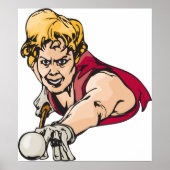 Retro Pool Speler Biljart Sport Poster (Voorkant)