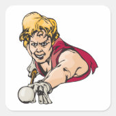 Retro Pool Speler  Biljart Sport Vierkante Sticker (Voorkant)