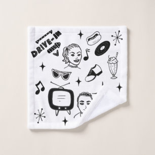 Retro Pop 1950 Stijlnostalgische grafische kaart Washandje