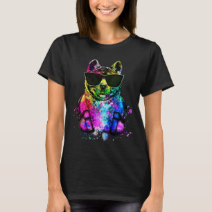 Retro Pop Akita Inu Hondenportret met Hoofdtelefoo T-shirt
