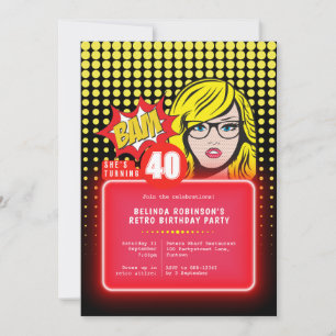 Retro Pop Art 40th (of elke leeftijd) Kaart