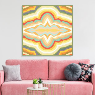 Retro Pop Art Abstract Geometrisch Golfpatroon Canvas Afdruk