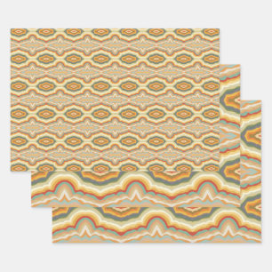 Retro Pop Art Abstracte geometrische Wavy Patroon Inpakpapier Vel