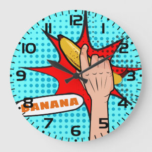 Retro Pop Art Banaan Comic Book Stijl Grote Klok