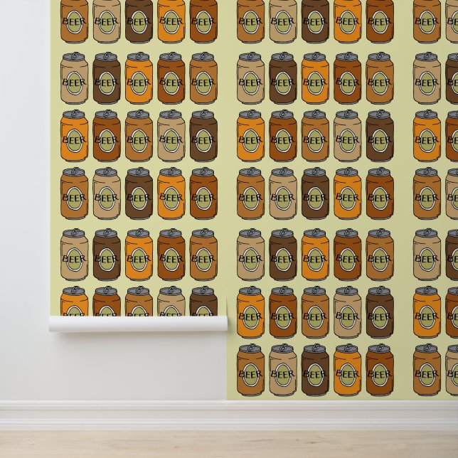 Retro Pop Art Bierblikken Man Grot Behang (Applicatie)