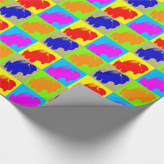 Retro Pop Art Bison Buffalo Kunstwerk Cadeaupapier (Hoek)