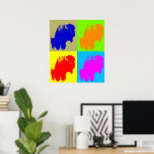 Retro Pop Art Bison Buffalo Kunstwerk Poster (Thuiskantoor)