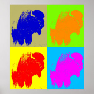 Retro Pop Art Bison Buffalo Kunstwerk Poster