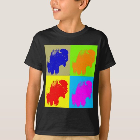 Retro Pop Art Bison Buffalo Kunstwerk T-shirt (Voorkant)