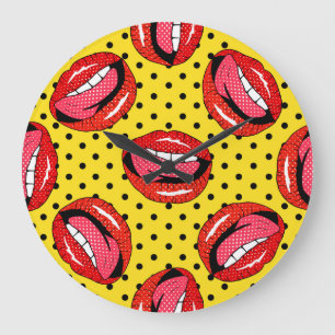 Retro Pop Art: Cartoon Patch Badges Grote Klok