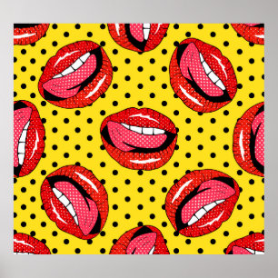Retro Pop Art: Cartoon Patch Badges Poster