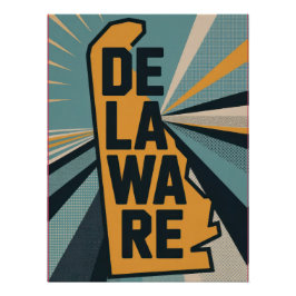 Retro Pop Art Delaware State Map Design Perfect Poster