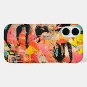 Retro Pop Art Face op krantenpapier Case-Mate iPhone Case (Achterkant (horizontaal))