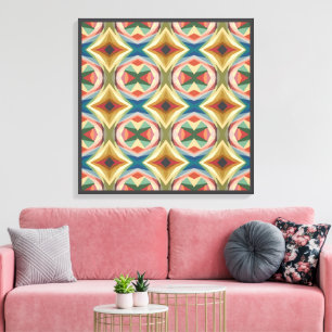 Retro Pop Art Geometrisch Kleurblokpatroon Canvas Afdruk