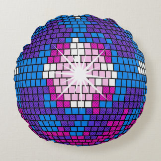 Retro Pop Art Geometrische Gespiegelde Discobal Rond Kussen