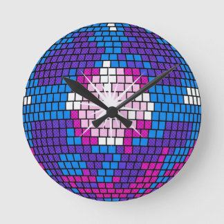 Retro Pop Art Geometrische Gespiegelde Discobal Ronde Klok