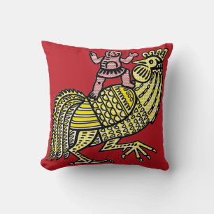 Retro Pop Art Haan met Figuur Ben-Day Stip Kussen