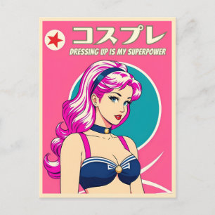 Retro Pop Art Japan Anime Cosplay Humor Briefkaart