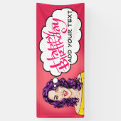 Retro Pop Art Jolie dame Anniversaire Bannière (Vertical)