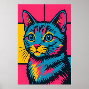 Retro Pop Art Kat Poster