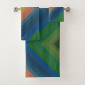 Retro Pop Art Kleur Streep Diamantpatroon Bad Handdoek (Insitu)
