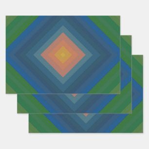 Retro Pop Art Kleur Streep Diamantpatroon Inpakpapier Vel
