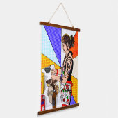 Retro Pop Art  Lady Baking Hangend Wandkleed (Gebogen)