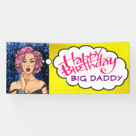 Retro Pop Art  Lady Birthday Banner